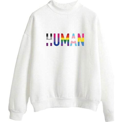 Human Love Wins LGBT Lesbians Gays Rainbow High Collar Long Sleeve Hoodies Tops Men Women Capless Sweatshirts Pullover Plus Size