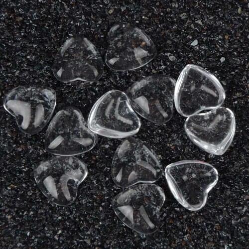 50pcs/lot 12mm Heart Flat Back Transparent Clear Glass Cabochon Jewelry Accessories For Fashion Jewelry Making