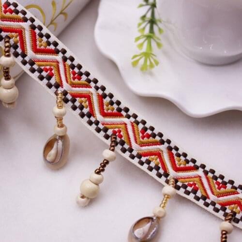 1Yards Ethnic Tassel Embroidery Lace Trim Tassels for Jewelry Diy Tassels Sewing Curtain Clothing Accessories Fabric Lace Ribbon