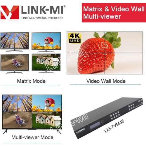 LINK-MI 4K 4x4 Seamless Matrix Switch 2x2 Video Wall Controller 4x1 Multiviewer EDID Mirror Function 4x4 HDMI Switcher Splitter