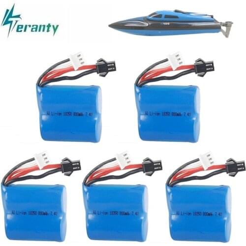 Teranty 7.4v 800mAh Li-ion battery for H100 H102 18350 7.4v Li-ion Battery for JJRC S1 S2 S3 S4 S5 High Speed RC boat 1pcs-10pcs