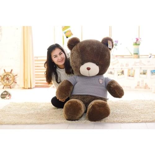 Stuffed plush toy huge 160cm blue sweater brown teddy bear plush toy soft doll hugging pillow Christmas gift b1367
