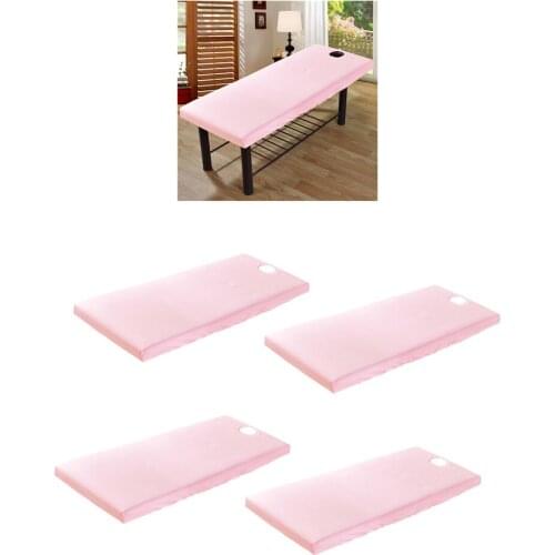 4x Soft Massage Table Sheets Cloths Cosmetic Face Bed Covers with Hole