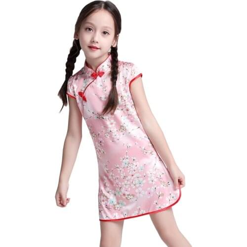 Lovely Chinese Traditional Girls Cheong-sam Dress Beauty Little Princess Baby Party Gown Dress Baby Flower Girls Dress