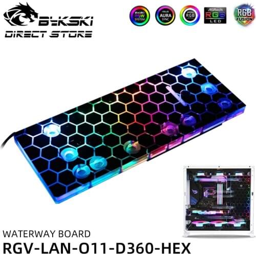 Bykski Waterway Board Reservoir MOD Watercooling System Water Tank Acrylic Tranperant For LIANLI O11 ARGB RGV-LAN-O11-D360-HEX