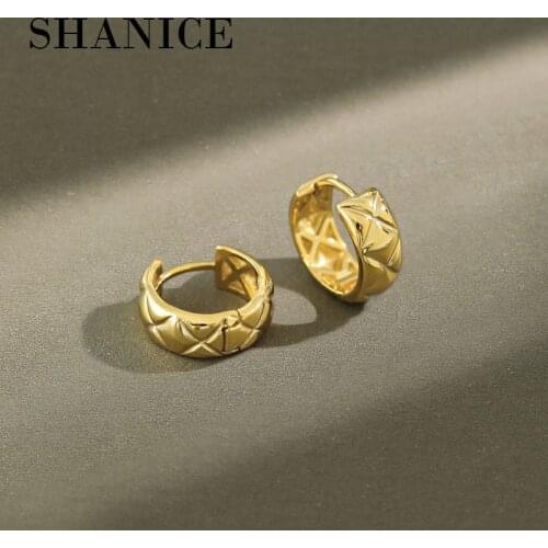 SHANICE Cool Punk 100% 925 Sterling Silver Circle Geometric Round Rhombus Hoop Earrings for Women Girl Wedding Party Jewelry