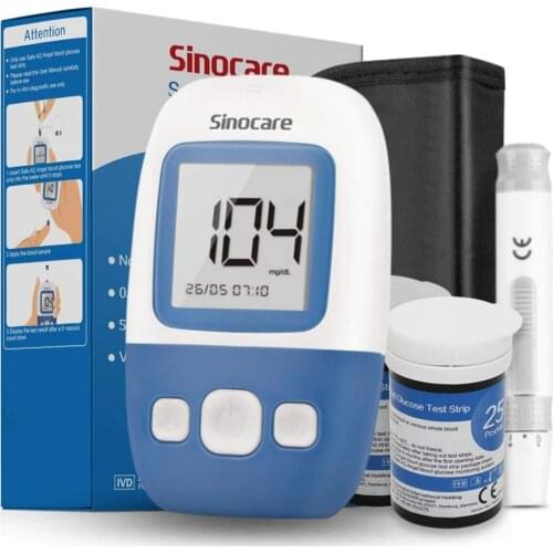 Sinocare AQ Angel Blood Glucose Monitor Kit with 50/100 Test Strips & Lancets Test Accurate for Diabetes Glucometer Meter
