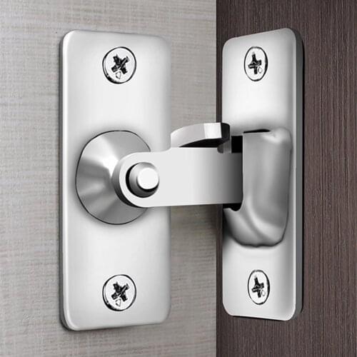 90 Degree Stainless Steel Door Latch Right Angle Sliding Door Lock Home Safety Screw Locker Furniture Hardware Accessories