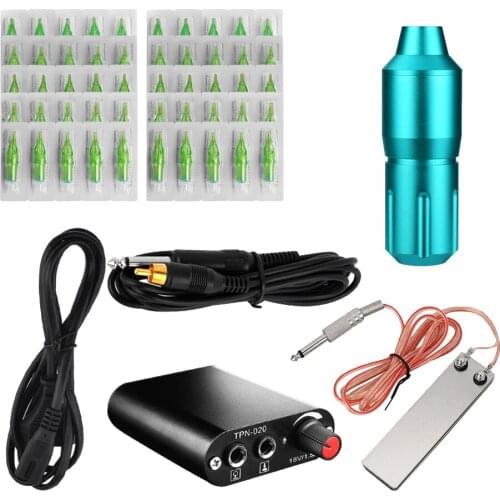 Green Rotary Tattoo Motor Pen Gun RCA Hook Line Foot Pedal Tattoo Supplies