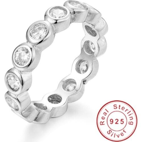 Crystals Engagement Rings for women with AAA Cubic Zirconia 925 Sterling silver finger wedding ring female Anel Jewelry bijoux