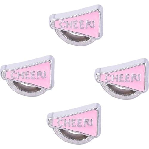 F183 Free Shipping Pink Enamel Triumph Cheer Floating Locket Charms Fit Glass Living Locket Necklace