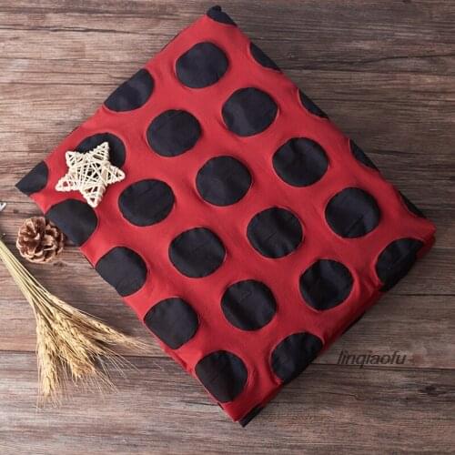 2019 cotton digital printing process red bottom black wave point dress robe clothing fabric High-end linen fabric