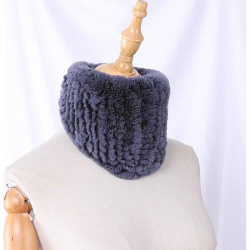 2020 Women Real Fur Handmade Winter Knitted Fur Scarf Genuine Rex Rabbit Fur Headbands Girls Ring Cowl Snood Scarves Triangle