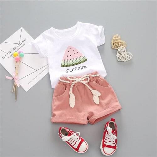 2021 Children Cotton Clothes Baby Girls Fashion Print T-shirt Shorts 2Pcs/sets Infant Kids Causal Toddler Tracksuits 0-4 Years