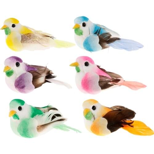 6 Artificial Bird Garden Figure For Table Decorations Weddings, Christmas
