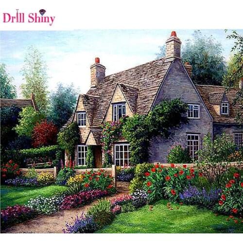 DIY Diamond Painting Landscape Garden Cottage New 5D Cross Stitch Pattern Resin Diamond Embroidery Mosaic Full Drill Decor