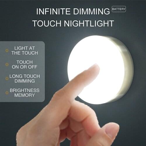 Battery Operated LED Night Lamp Touch Control ON/OFF Dimming Bedside Light Wireless Wall Light For Bedroom Stair Toilet Lighting