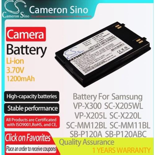 CameronSino Battery for Samsung VP-X300 VP-X205L SC-X220L SC-X205WL SC-MM12BL fits Samsung SB-P120A Digital camera Batteries