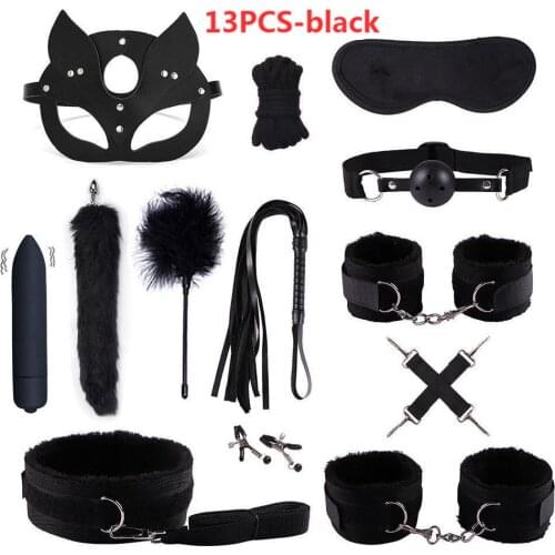 Black mask erotic sex products bed bondage bondage bdsm suits sex toys female handcuffs whip nipples clip anal plug adult toys