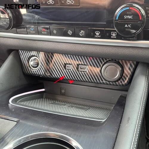 For Nissan Rogue X-trail 2021 2022 Front Center Control USB Car Charger Cover Trim Cigar Cigarette Lighter Sticker Accessories