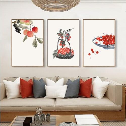 EECAMAIL Chinese-style 5D Triptych Diamond Painting Full Diamonds Embroidered Autumn Harvest Fruit Restaurant Paste Cross Stitch
