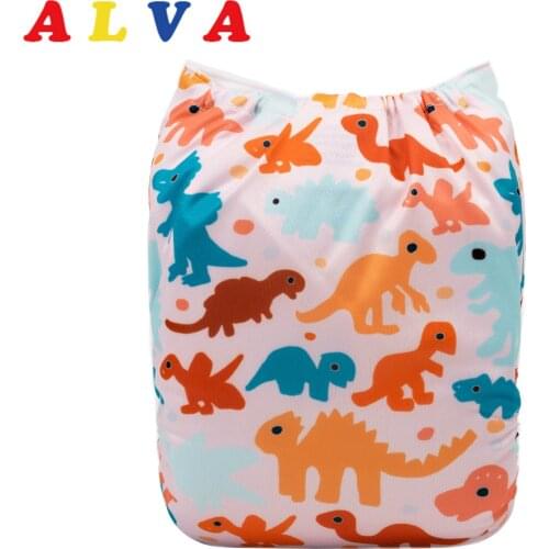 Eco-friendly ALVABABY New Printed Positioned Cloth Diaper for Baby 3-15kg with 1pc Insert
