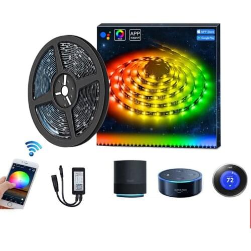 5/10M LED Strip Light Smart Voice WIFI Phone Control RGB SMD5050 Flexible Tape DC12V Adapter Waterproof Neon Lamp For Decoration