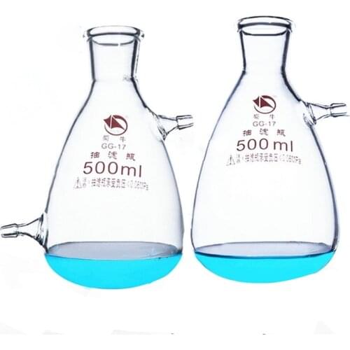 1piece 125ml 250ml 500ml 1000ml 2500ml Glass Filtration Suction Flask With One Side Upper Mouth Borosilicate Filter Bottle