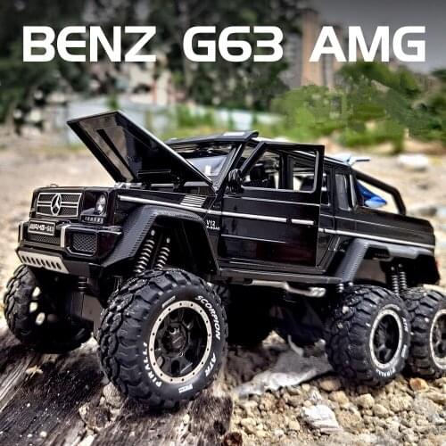 1/28 Benzs G63 6*6 Big Tyre Alloy Pickup Car Model Diecast Metal Simulation Toy Off-road Vehicles Model Collection Children Gift