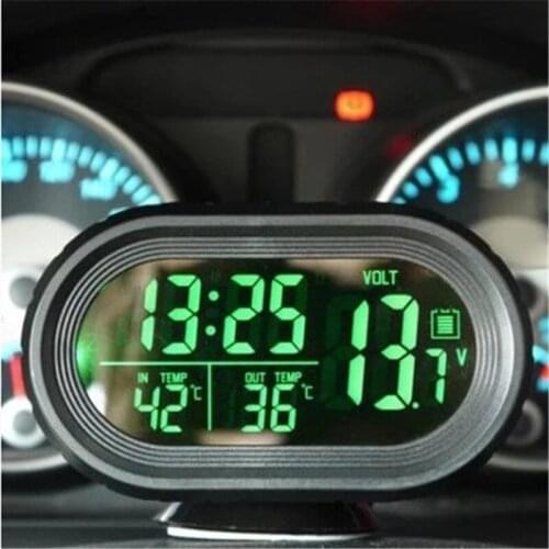 Multifunctional LED Luminous Car Digital Clock Watch Temperature & Voltmeter 12V 24V for Car Interior Accessories Decoration