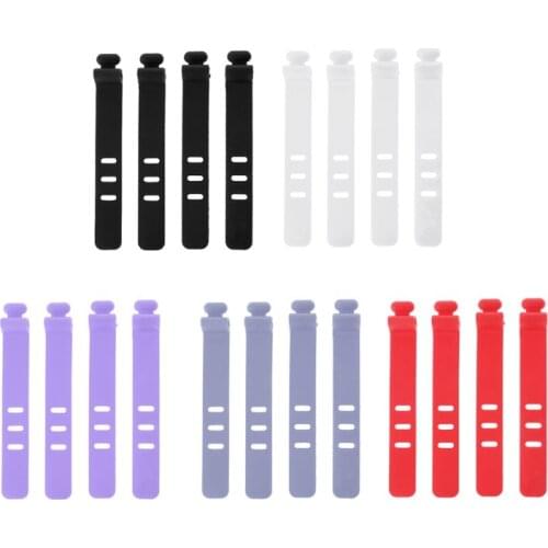 4PCS Silicone Data Wire Cable Organizer Tie Phones Cable Winder Finishing Buckle