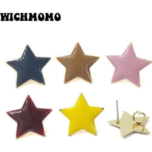 2019 New 19*20mm 6pieces High Quality Zinc Alloy Drop Oil Star Shape Earring Base Connectors for DIY Earring Jewelry Accessories