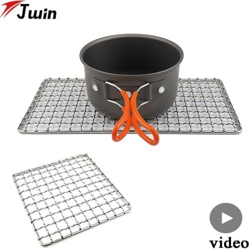 Outdoor Camping Pot Rack 304 Stainless Steel Portable Barbecue Grid Grill Camping Cookware Picnic Utensils Tableware For Tourism
