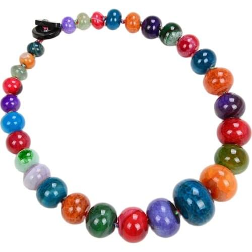 GG Jewelry Beautiful 19" Multi Color Rondelle Graduate Colorful Agate Necklace