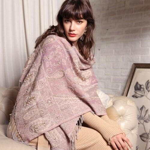 Handmade 100% Merino Wool Scarf Luxury Soft Warm Autumn Winter Nepal Ethnic Soft Stole Thick Warm Long Embroidery Shawl Wrap