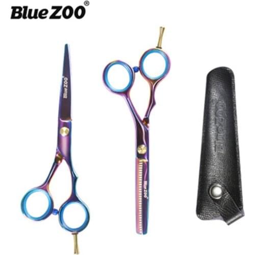 5.5" Professional Hairdressing Scissors Thinning Shears Set Hair Cutting Scissors with Leather Case Barber Scissors Styling Tool