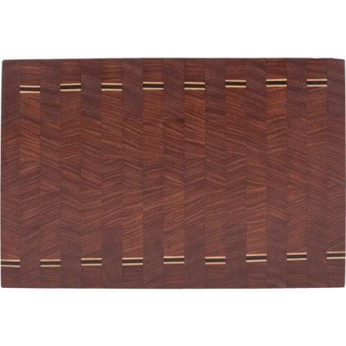 Soandora End Grain Cutting Board Afromozya Wenge Maple Natural Texture and Fishbone Pattern