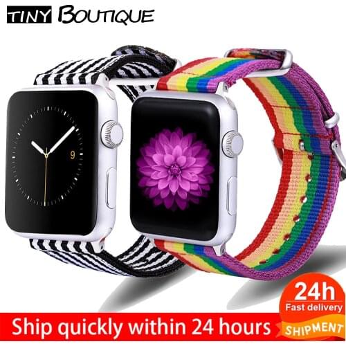 Soft Breathable Replacement Strap for iwatch series 4 5 40MM 44MM Sport Loop Band For Apple Watch Series 5 3/2/1 38MM 42MM Nylon