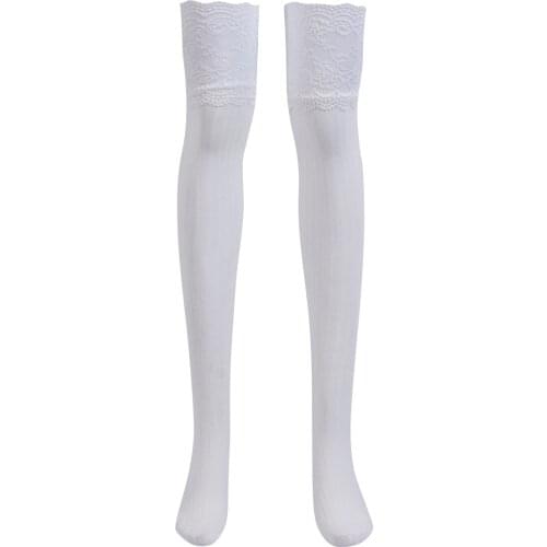 Sexy Womens Lace Top Stay Up Thigh High Stockings Girls Solid Long Stockings Nightclubs Pantyhose One Size