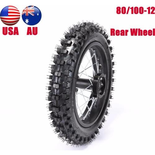 TDPRO Motorcycle Tyre 15mm Axle 80/100-12" Complete Front Wheel Tire 1.85*12 Rim For 70cc,90cc,125cc,140cc Pit Dirt Monkey Bike