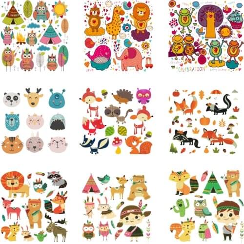 Iron-on Transfers for Clothing Patches for Clothes Animals Stickers Diy Cute Patch Flex Fusible Transfer Vinyl Adhesive Stripe C