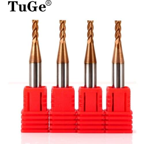 TuGe HRC55 Tungsten Steel Milling Cutter Metal Alloy Milling Tool 1mm End Mill For wood Metal Cutter Carbide CNC Mills 4mm shank