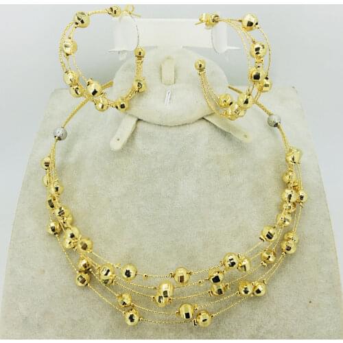 High quality Italian gold colored jewelry for womens African bead jewelry jewelry fashion necklace earrings bracelet jewelry