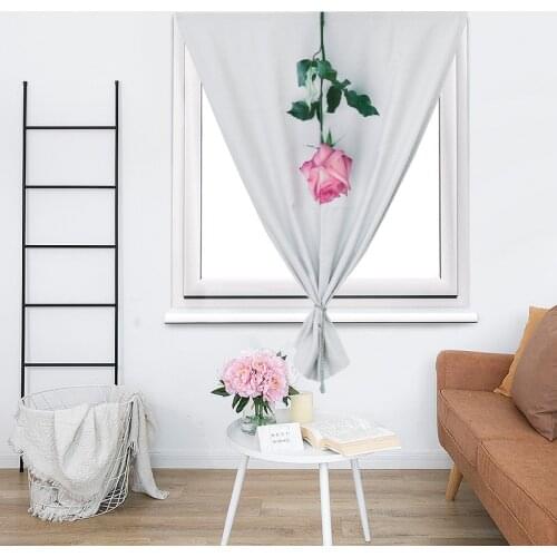 Shading Curtain Rose Pattern Curtain Modern Pasteable Bedroom Living Room Curtain Cloth Home Decoration Without Punching