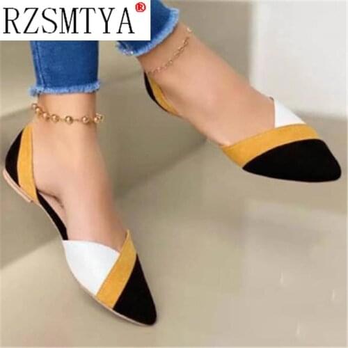 RZSMTYA New Arrival Women Flats Beautiful and Fashion Summer Shoes Flat Ballerina Comfortable Casual Women Shoes Size 44
