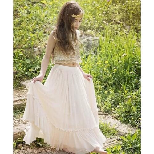 Two Pieces Girl Summer Holiday Dress Beach Wedding Flower Girl Dresses Party