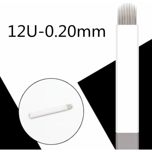 0.25mm 12 Pins U Shape Eyebrow Tattoo Needles Blades Makeup Needles For 3D Permanent Makeup Manual Microblading Pen