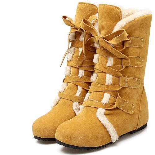 2017 New Snow Boots Russia Warm Large Size 34-52 Women Boots High Quality Thick Snow Patent Winter Shoes Woman Middle Boot 509