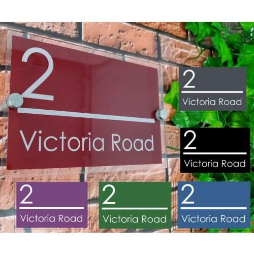 Acrylic House Sign Plaque Personalised with Address Numbers 1-999 Street Name