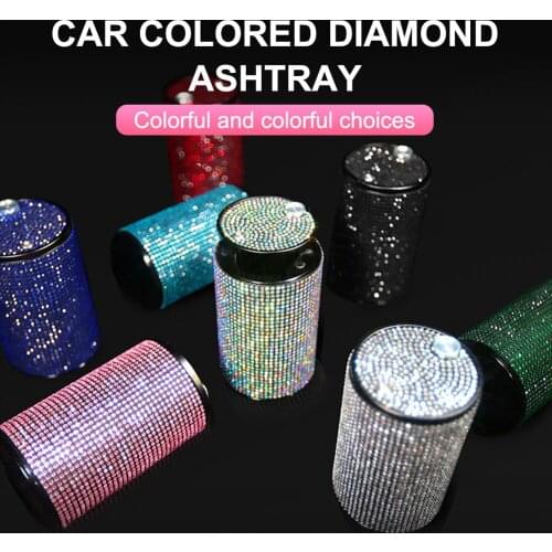 Diamond Car Ashtray Universal Bling For Girl Women Crystal Rhinestone Ashtray Auto Interior Decor Cigarette Holder with Lid Ship
